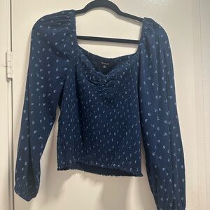 Women’s Madewell blue Floral sleeved Blouse